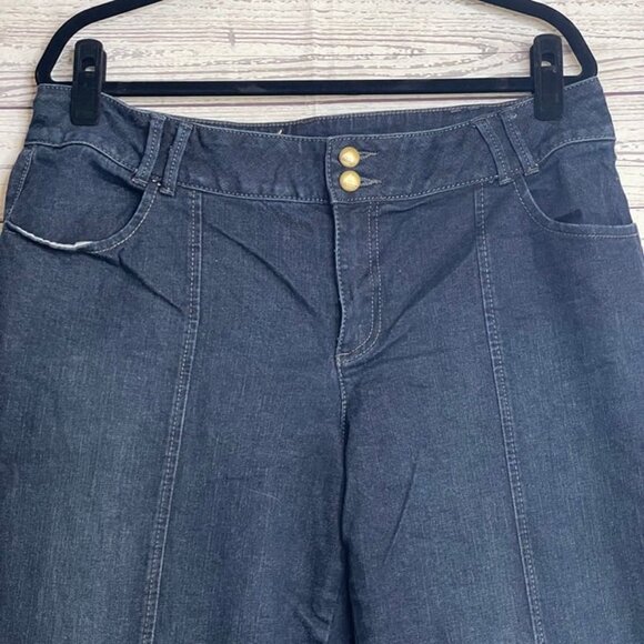 Lane Bryant Dark Wash Double Button Center Seam Jeans, Size 16 - Picture 2 of 8